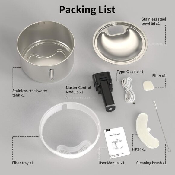 NPET Cordless Cat Water Fountain Stainless Steel, 1Gallon/135oz (NWT) - Picture 9 of 9